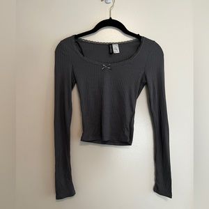 Lace-trimmed Ribbed Top H&M